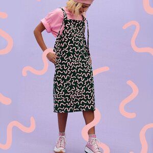 Lucy & Yak Freyja Midi Pini Organic Corduroy Dress in Mel Print S